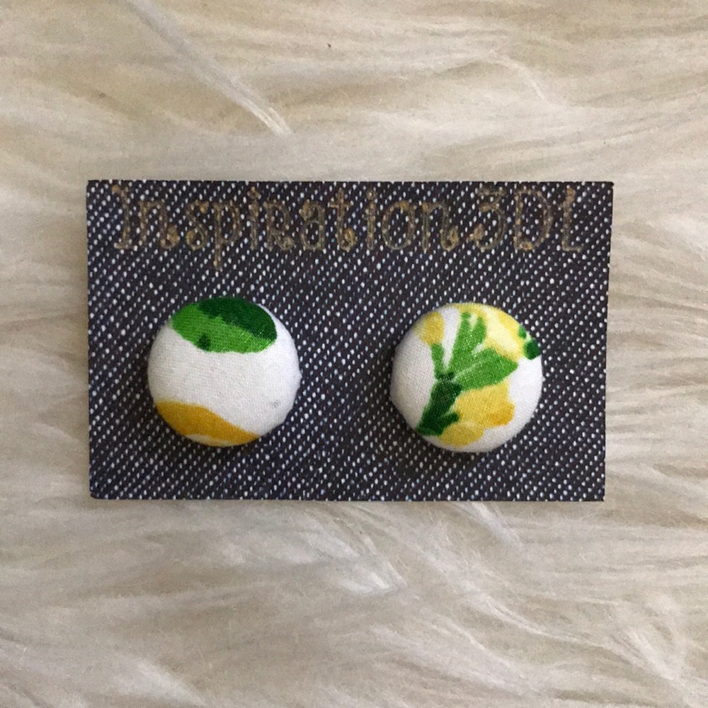 🍋Lemon Vines Handmade Button Earrings